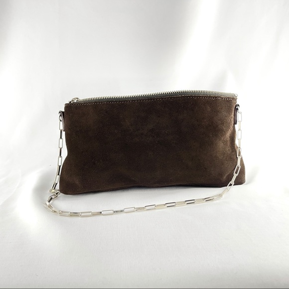 Deep Brown Leather Suede Shoulder Bag - Picture 2 of 4